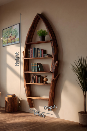 Mid Century Curved Wood Wall Shelf For Furniture Decor