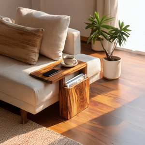 Rustic Wooden Armrest For Warm Living Room Design