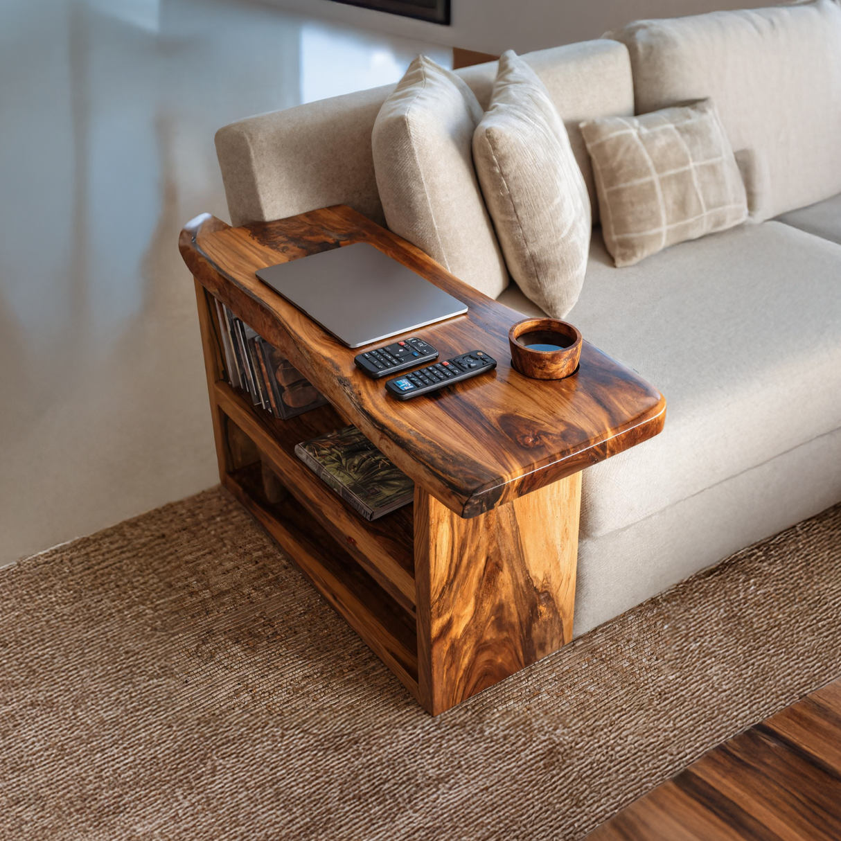 Farmhouse Live Edge Armrest For Sofa Decor Accent