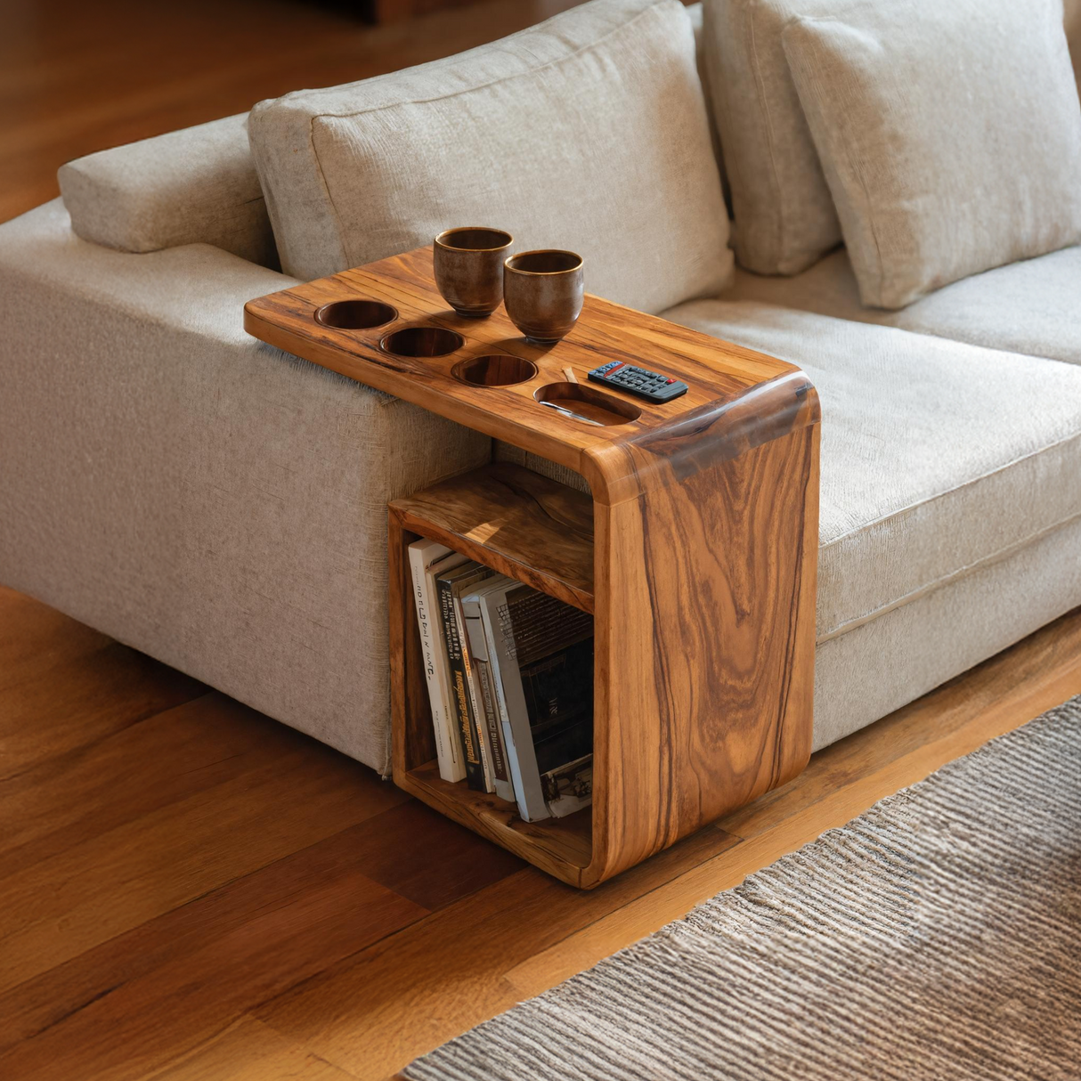 Mid Century Wooden Armrest For Living Room Design