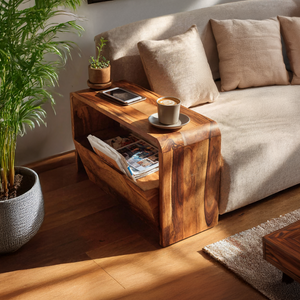 Handcrafted Wooden Side Table For Living Room Accent