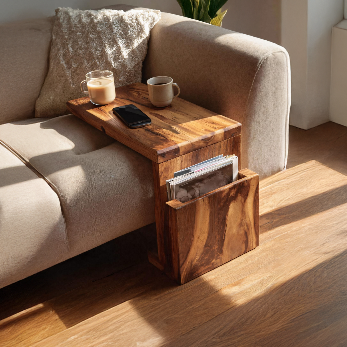 Handcrafted Wooden Armrest For Living Room Design