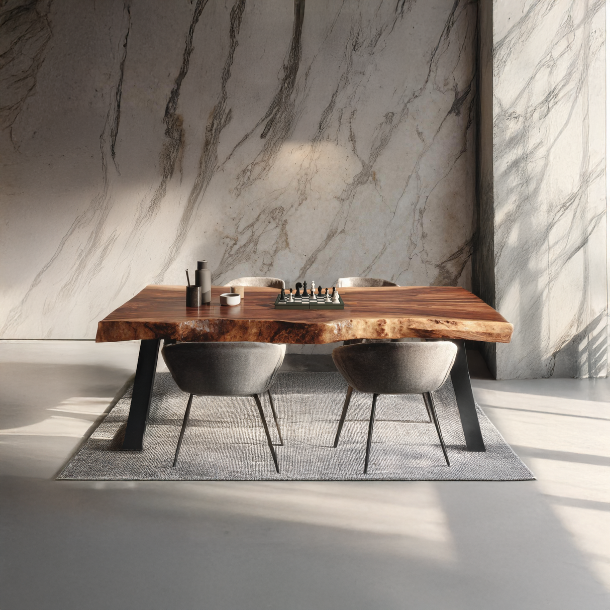 Dining Room Mid Century Live Edge Dining Table Retro Style