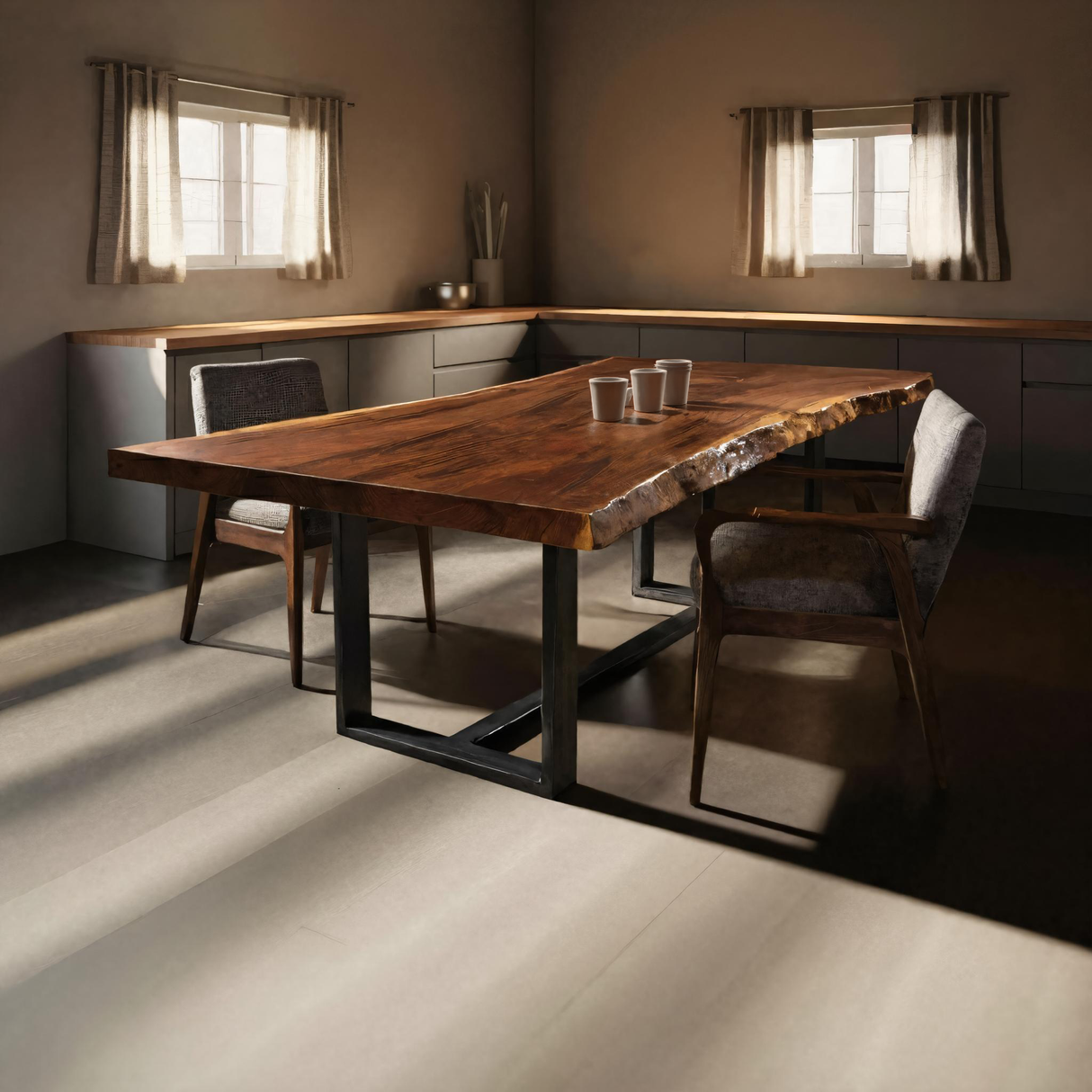 Furniture Decor Modern Live Edge Dining Table Clean Lines