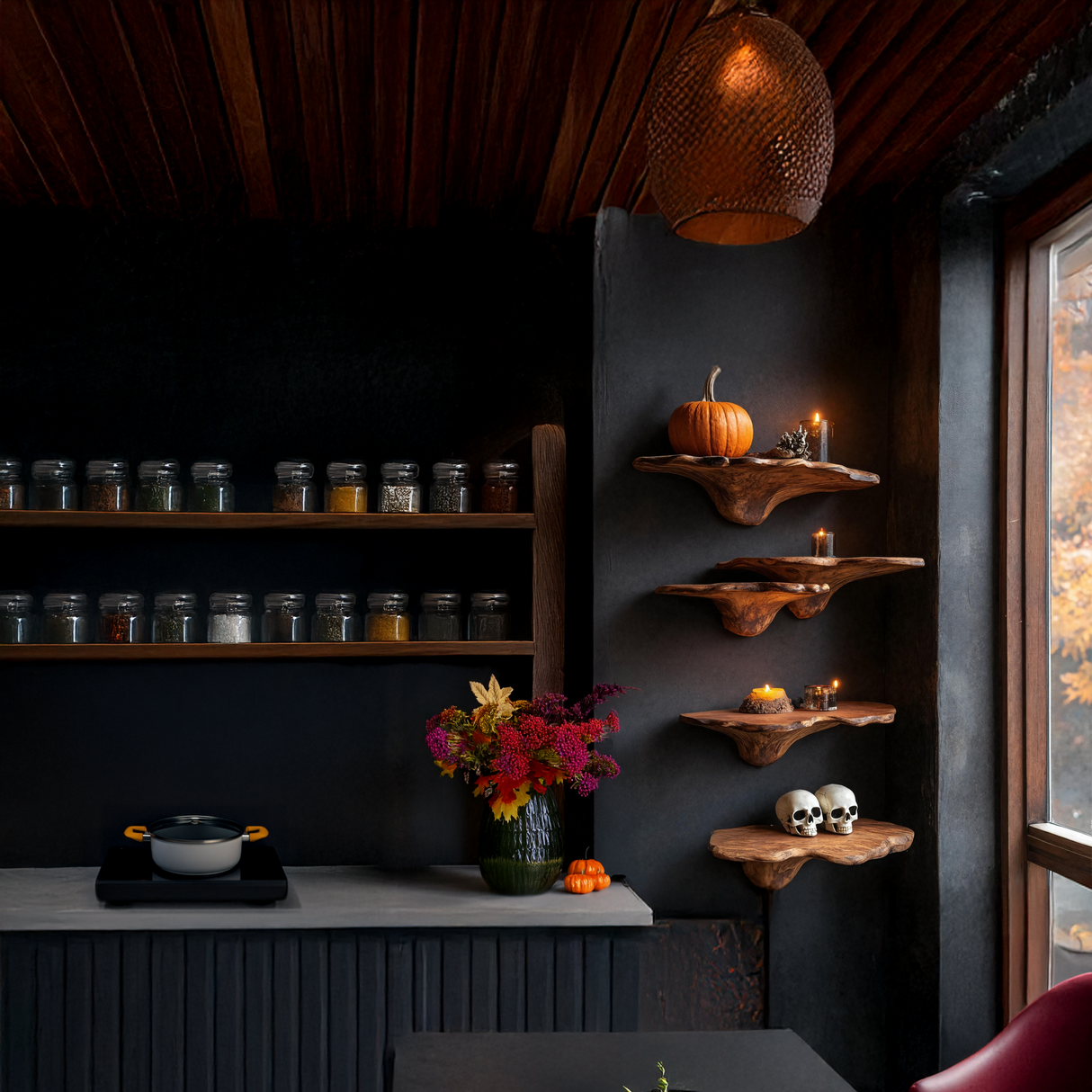 Farmhouse Live Edge Mushroom Shelf For Halloween Bedroom Decor