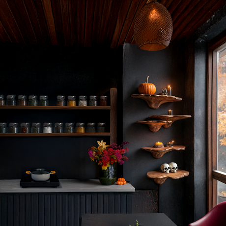 Farmhouse Live Edge Mushroom Shelf For Halloween Bedroom Decor