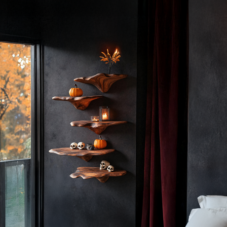 Modern Solid Wood Mushroom Shelf For Halloween Furniture Decor