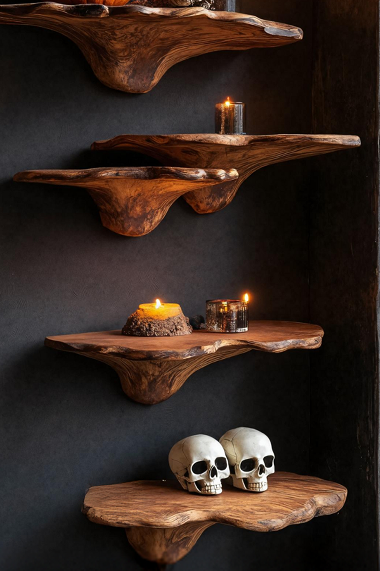 Farmhouse Live Edge Mushroom Shelf For Halloween Bedroom Decor
