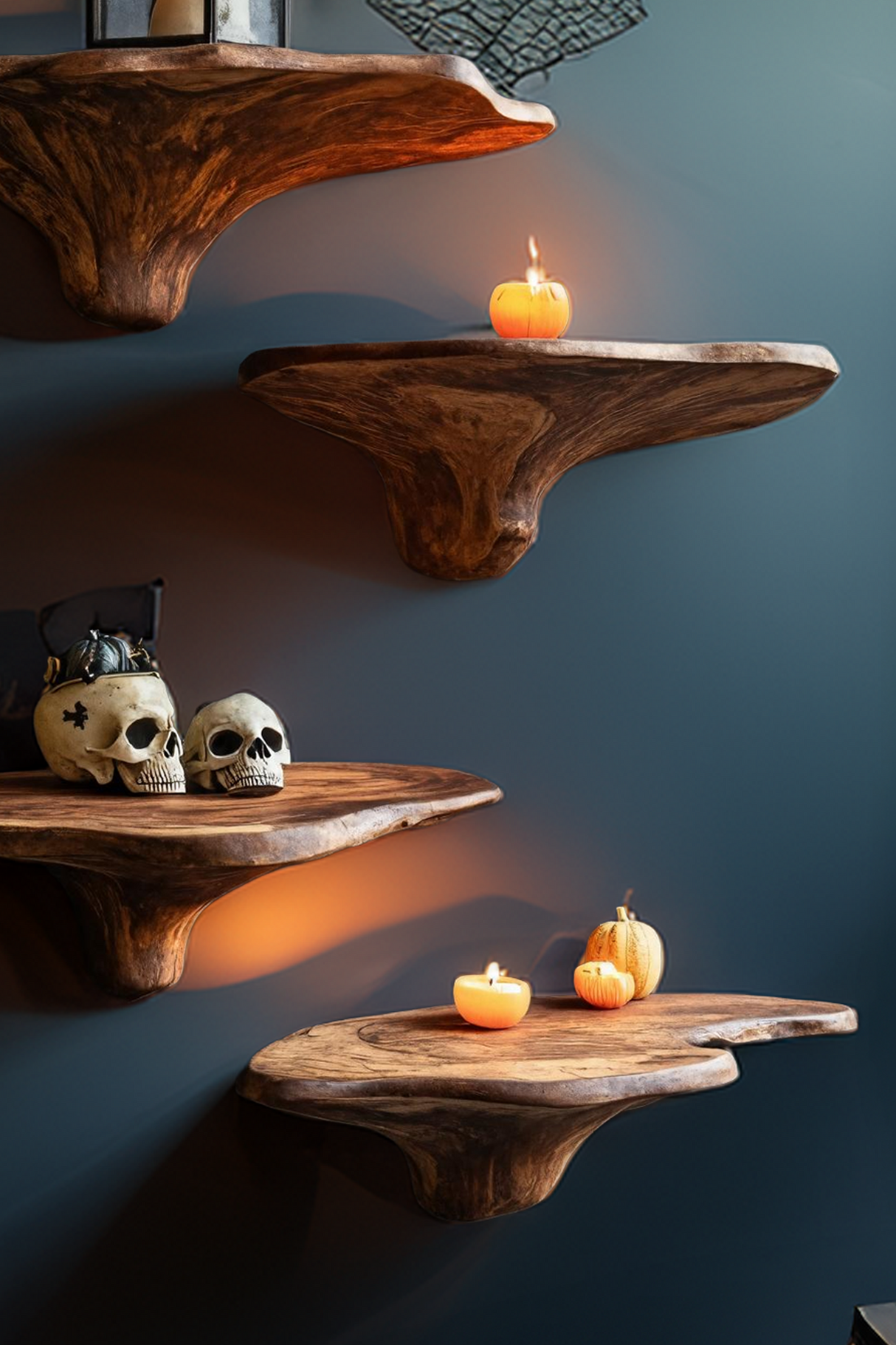 Modern Wooden Mushroom Shelf Halloween Furniture Decoration