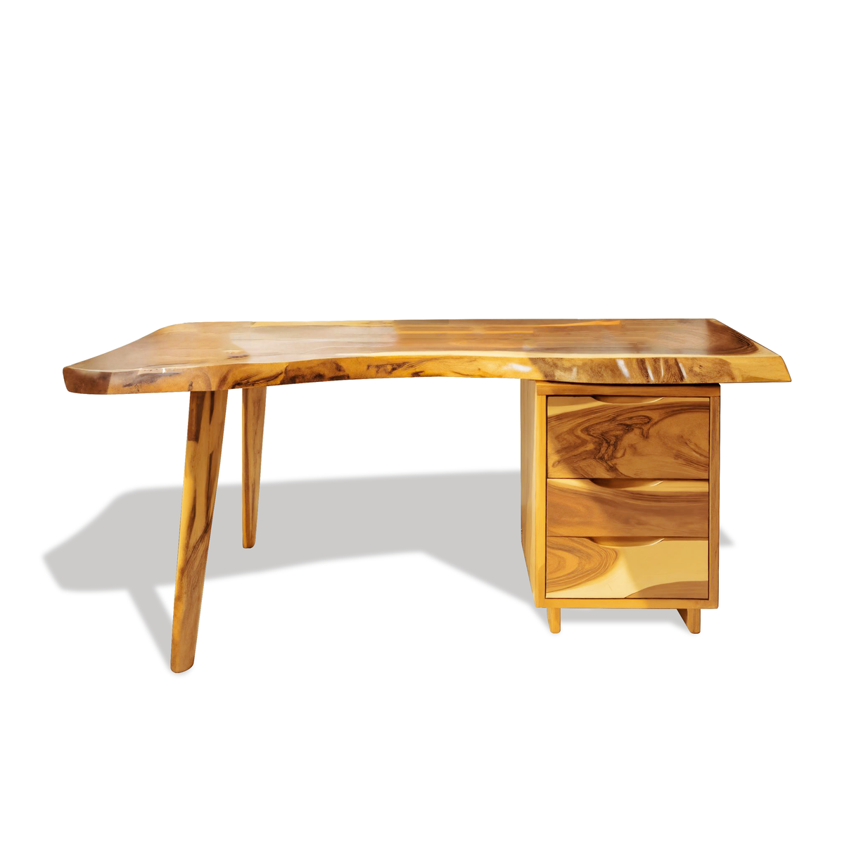 Modern Live Edge Wooden Desk With Drawers For Home Office Or Studio