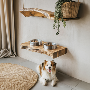Rustic Dog Bowl Stand Handmade For Kitchen Area