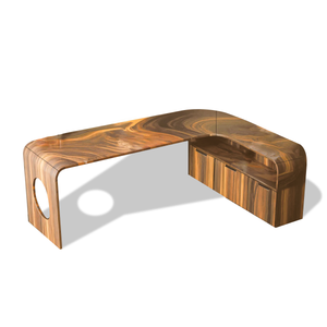 Modern L Shaped Wooden Desk With Rounded Corners For Executive Office