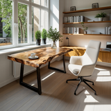 Modern Live Edge Wooden Desk With Metal Legs For Home Office Or Studio
