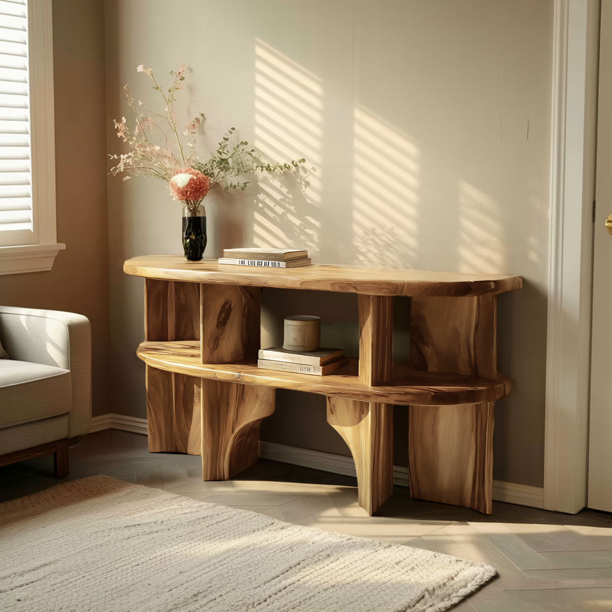 Handcrafted Wooden Entryway Table For Rustic Home Styling