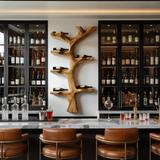 Rustic Wooden Wine Rack Branch Style For Home Bar
