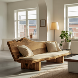 Organic Wood Sofa With Natural Edge Design For Home Decoration
