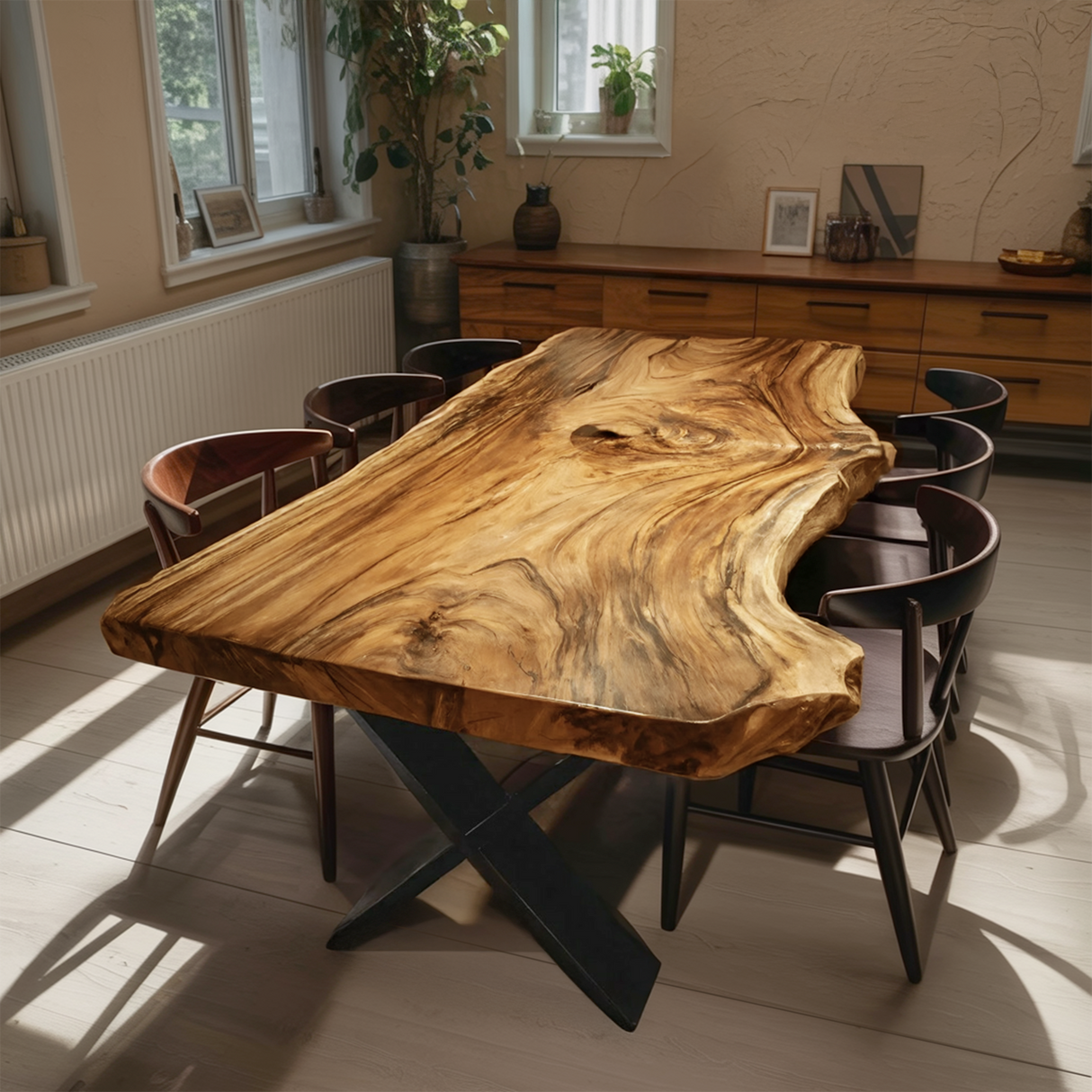Dining Room Modern Live Edge Dining Table Natural Grain