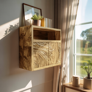 Minimalist Natural Wood Kitchen Wall Storage Shelf For Pantry