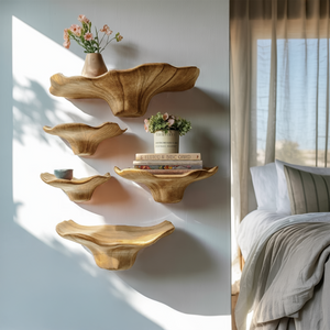 Farmhouse Solid Wood Mushroom Shelf For Bedroom Interior Styling