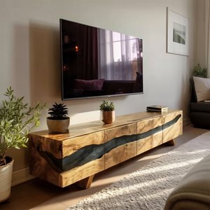 Mid Century Solid Wood Entertainment Stand For Decor