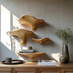 Modern Handcrafted Wooden Mushroom Shelf For Living Room Wall Decor