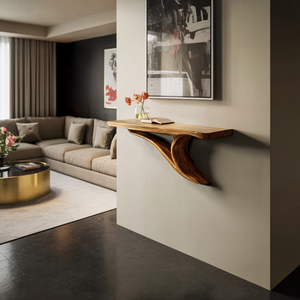 Modern Sculptural Wood Floating Shelf For Entryway Decor