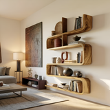 Modern Natural Wood Display Shelf For Living Room Wall Decor