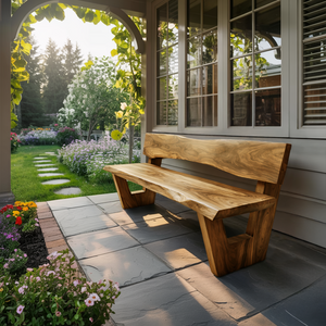 Rustic Outdoor Wooden Bench For Garden Seating