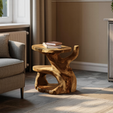 Elegant Side Table With Shelf Layered For Living Room