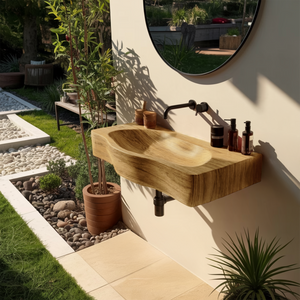 Modern Wooden Live Edge Wood Basin For Contemporary Vanity Decor