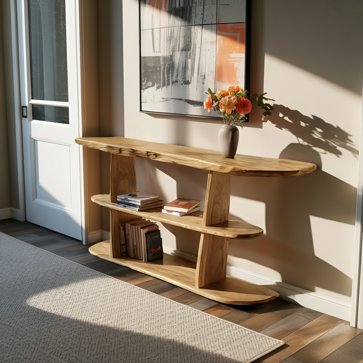 Mid Century Live Edge Console Table For Contemporary Decor
