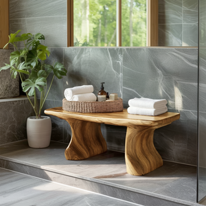Modern Organic Curved Bath Bench For Bathroom
