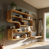 Rustic Live Edge Shelving Unit For Living Room Storage Display