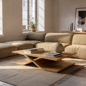 Modern Coffee Table Curved Layered Design For Living Room