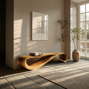 Contemporary Bench With Wave Shape For Living Room