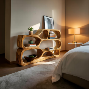 Artistic Curved Bookshelf For Living Room Styling