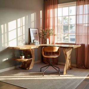 Mid Century Wooden Work Desk For Home Office Interior Design