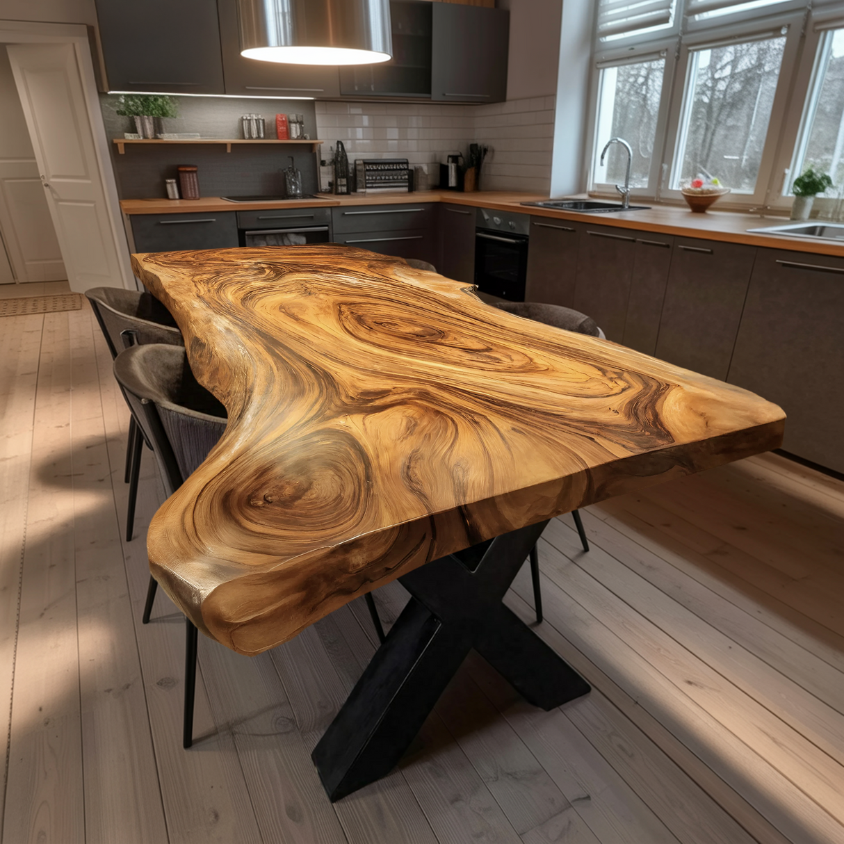 Dining Room Farmhouse Live Edge Dining Table Rustic Wood