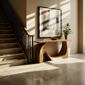 Modern Live Edge Console Table Artistic Solid Wood For Entryway Decor