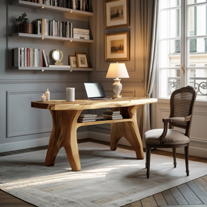 Mid Century Solid Wood Desk For Living Room And Studio