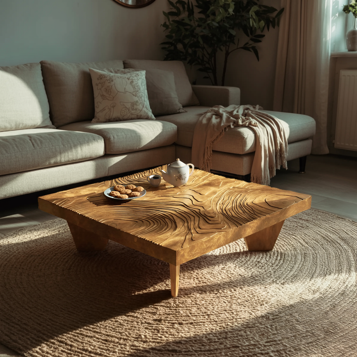 Handcrafted Live Edge Solid Wood Coffee Table For Living Room