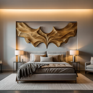 Contemporary Sculptural Wood Bat Wall Art For Living Room