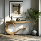 Handcrafted Sculptural Live Edge Console Table For Luxury Living Room
