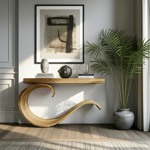 Handcrafted Sculptural Live Edge Console Table For Luxury Living Room