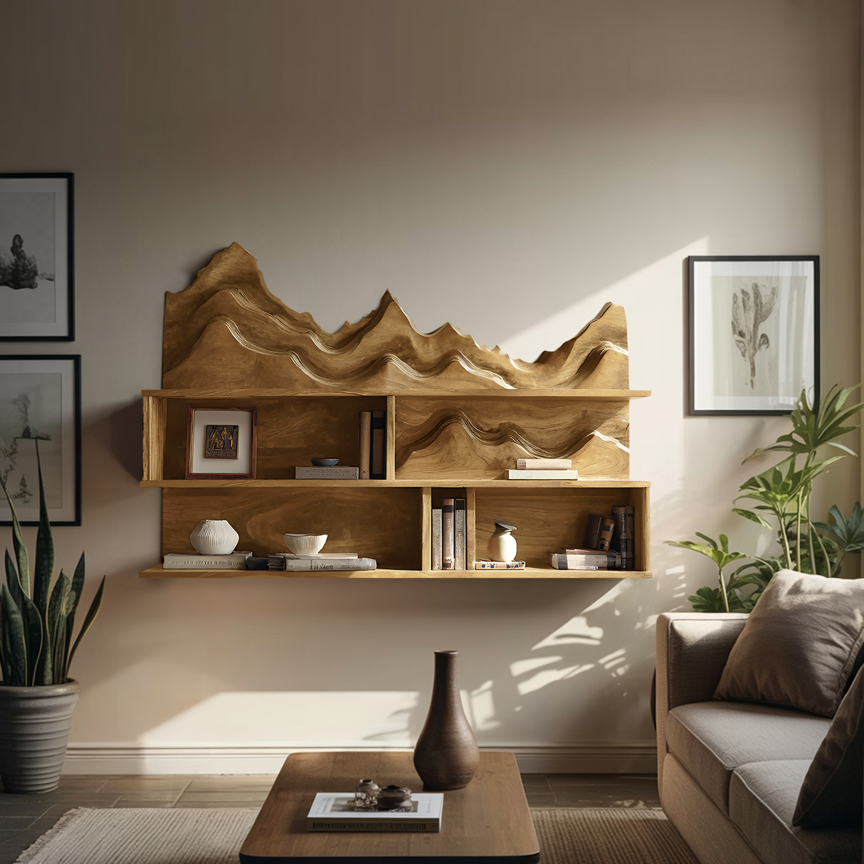 Minimalist Wooden Wall Mounted Bookshelf For Office Storage
