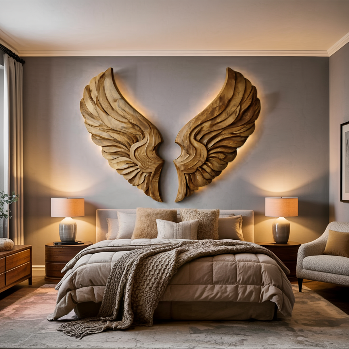 Handcrafted Wooden Wing Wall Art For Modern Interior Decor