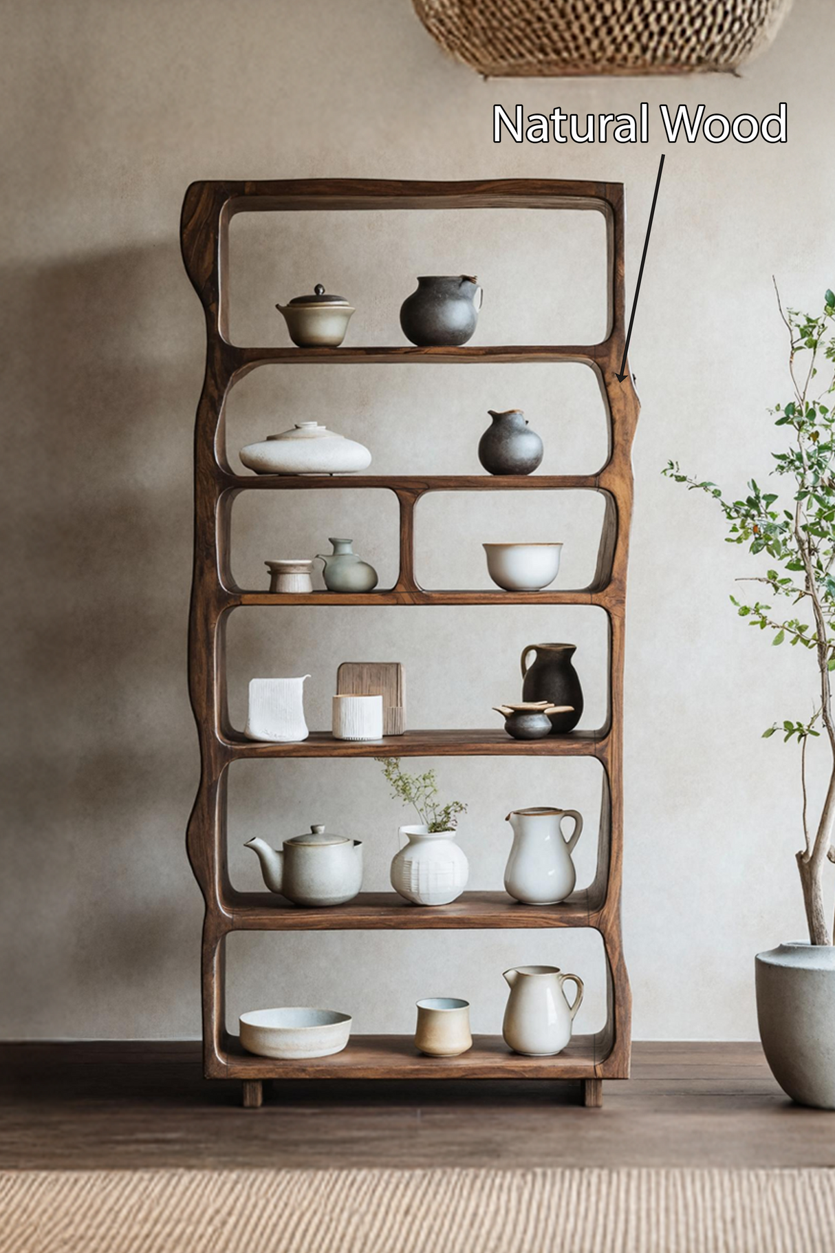 Mid Century Wooden Open Shelf For Living Room Furniture Decor