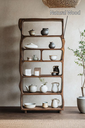 Mid Century Wooden Open Shelf For Living Room Furniture Decor