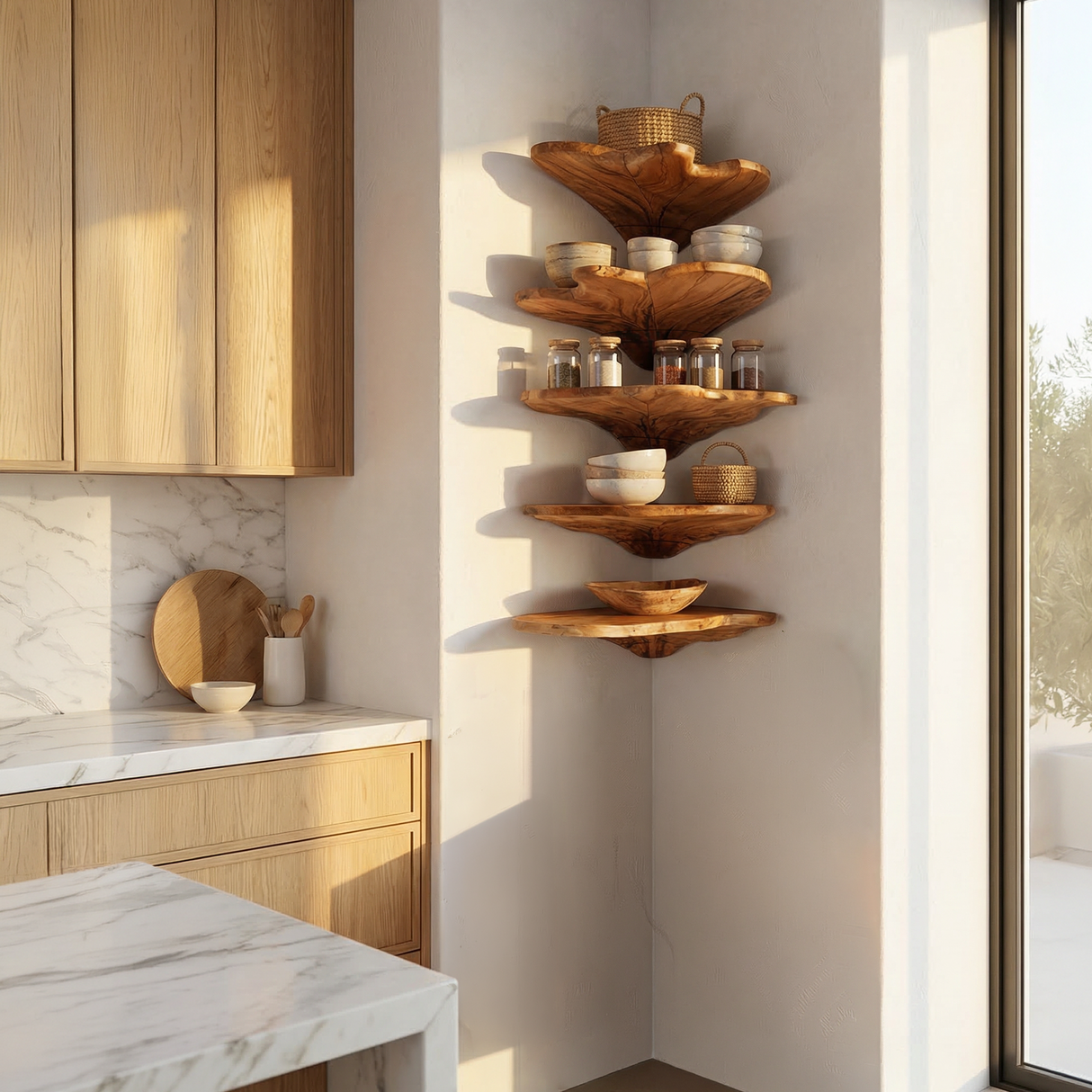 Minimalist Leaf Corner Shelf Bedroom Wall Decor Display