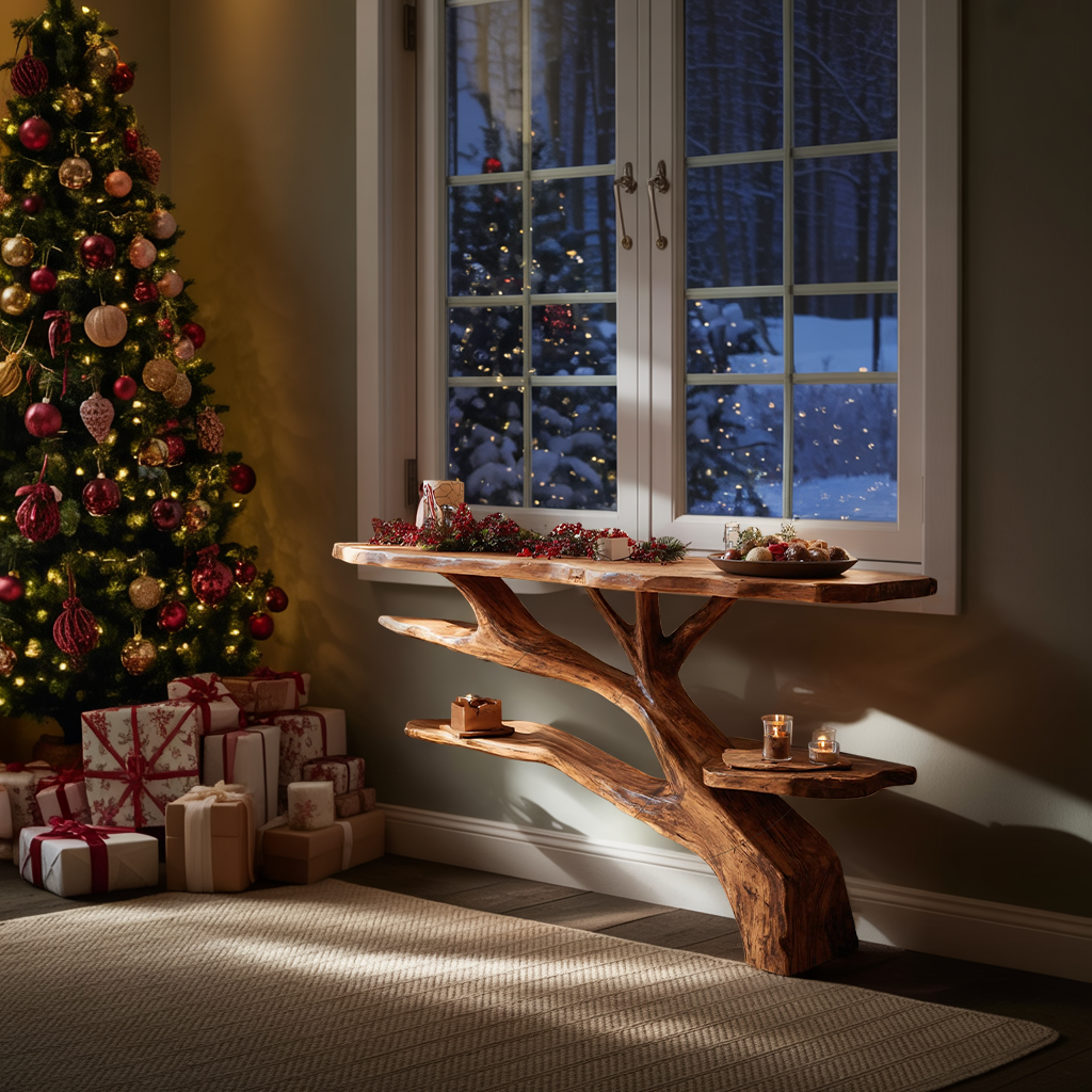 Handcrafted Solid Wood Console Table For Christmas Furniture Decor